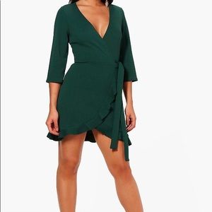 Wrap ruffle skater dress